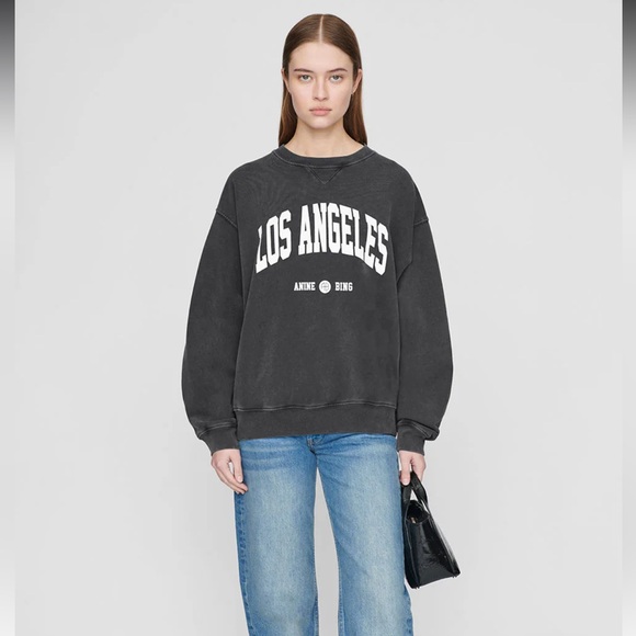 Anine Bing Tops - Anine Bing Los Angeles washed black Ramona sweatshirt  Crewneck Sweater S